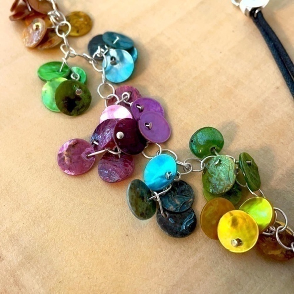 $49 SALE Handmade Rainbow Shell Choker Necklace LGBT+ Colorful Pride NWT - Picture 2 of 4